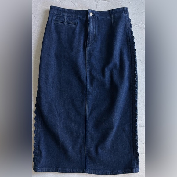 Maeve Slim Scalloped Denim Skirt - Picture 3 of 3